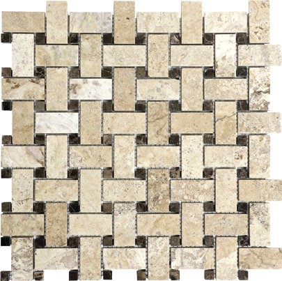 Anatolia Basketweave Picasso Honed Travertine Mosaic