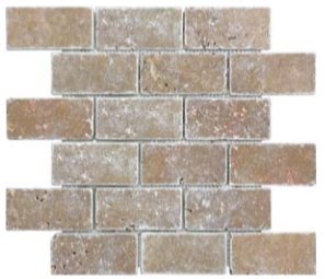 Anatolia 2 x 4 in Brick (5 x 10 cm) Noce Tumbled Travertine Mosaic