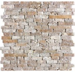 Anatolia Random Strip Noce Tumbled Travertine Mosaic