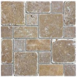 Anatolia Roman Pattern Noce Tumbled Travertine Mosaic