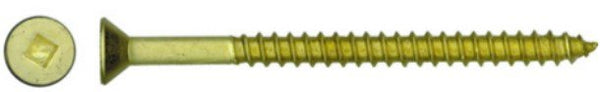 Precision Flat Head Wood Screws - #6 x 1 1/4-in - Brass - 100 Per Pack - Square Drive