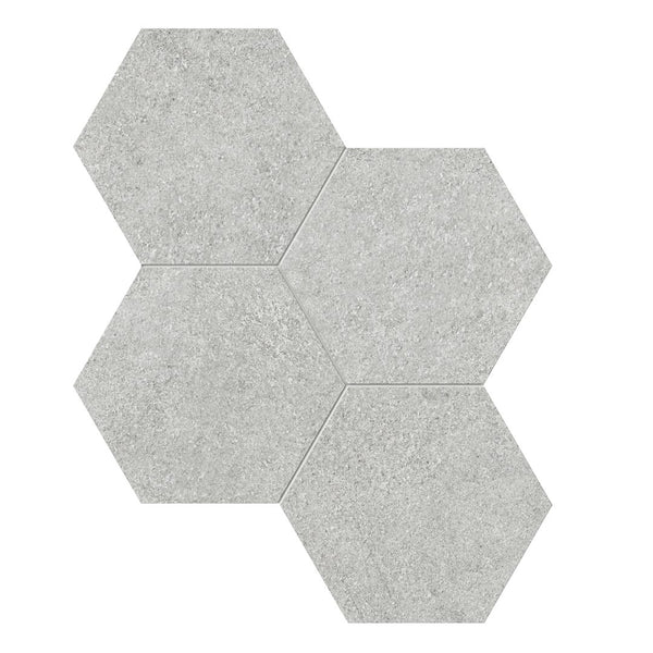 Anatolia 6 in (15 cm) Hexagon Mjork Matte Color Body Porcelain Mosaic, ASH