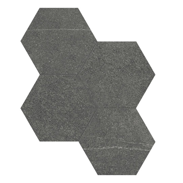 Anatolia 6 in (15 cm) Hexagon Mjork Matte Color Body Porcelain Mosaic, CARBON