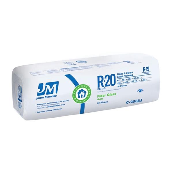 Johns Manville R-20 Fiberglass Batt Insulation (16-in x 48-in)