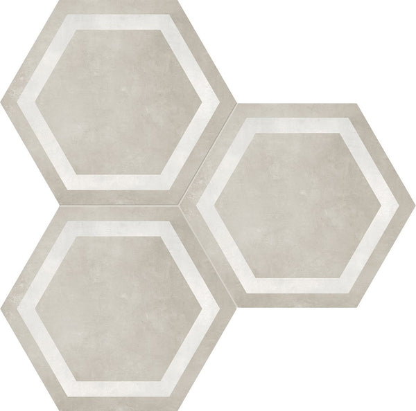 Anatolia 7 in (17.5 cm) Hexagon Frame Form Matte Pressed Glazed Porcelain, SAND