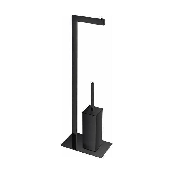 KubeBath Aqua Piazza Free Standing Toilet Paper Holder With Toilet Brush - Black