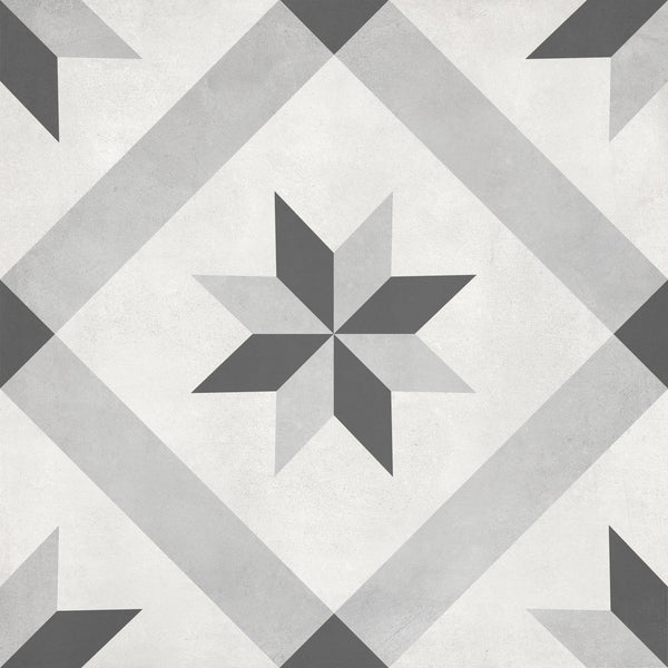 Anatolia 8 x 8 in (20 x 20 cm) Compass Form Matte Pressed Glazed Porcelain, ICE