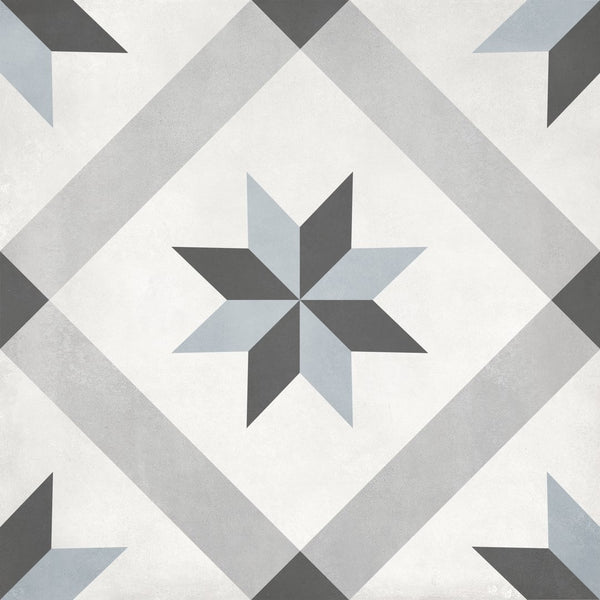 Anatolia 8 x 8 in (20 x 20 cm) Compass Form Matte Pressed Glazed Porcelain, TIDE