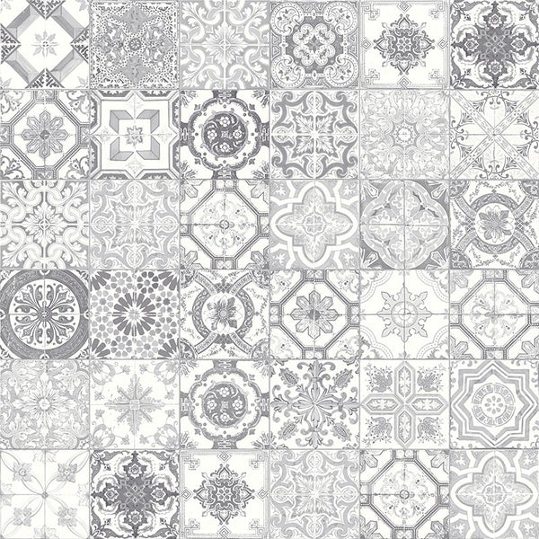Anatolia 8 x 8 in (20 x 20 cm) Marrakesh Glossy Pressed Glazed Ceramic, GREY
