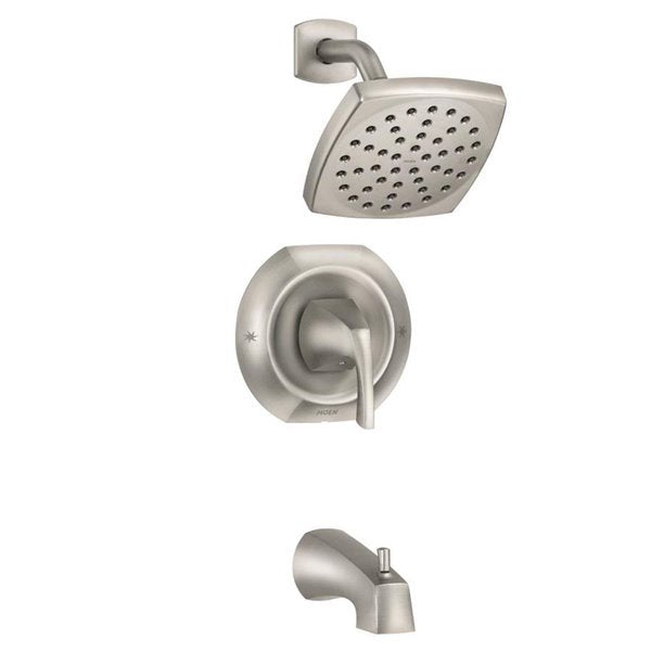 Moen Lindor Spot Resist Brushed Nickel 1-Handle Wall Mount Bathtub Faucet (Valve Included)