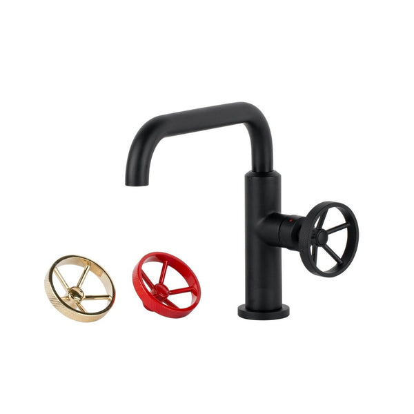 KubeBath Aqua Loft Single Lever Bathroom Vanity Faucet with Side Handle - Black