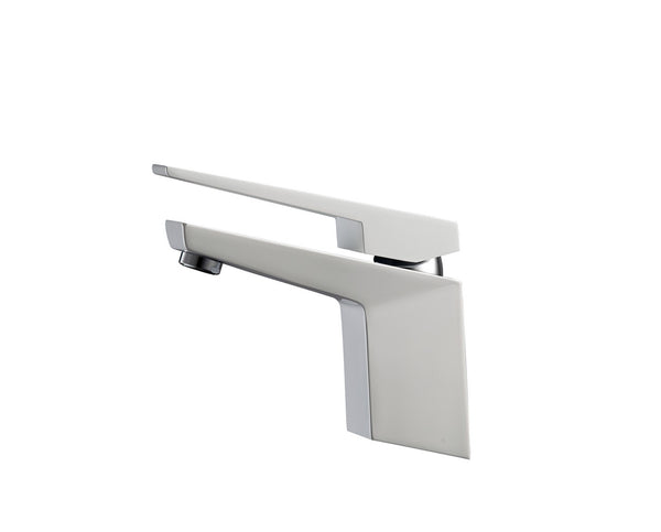 KubeBath Aqua Siza Single Lever Modern Bathroom Vanity Faucet - Matt White