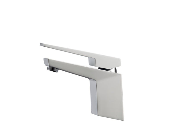 KubeBath Aqua Siza Single Lever Modern Bathroom Vanity Faucet - Matt White