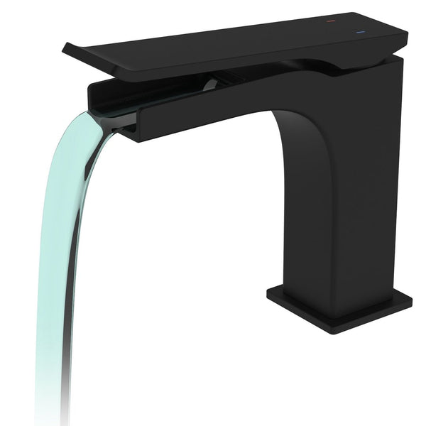 KubeBath Aqua Cascata Single Lever Bathroom Vanity Faucet - Matte Black 