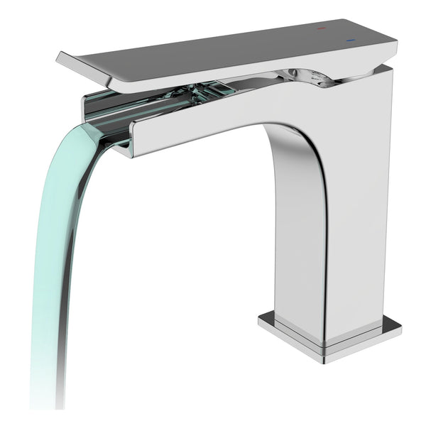 KubeBath Aqua Cascata Single Lever Bathroom Vanity Faucet - Chrome