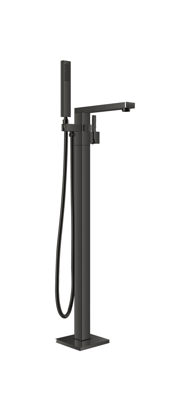 KubeBath Aqua Squadra Floor Mounted Soker Tub Faucet - Matte Black