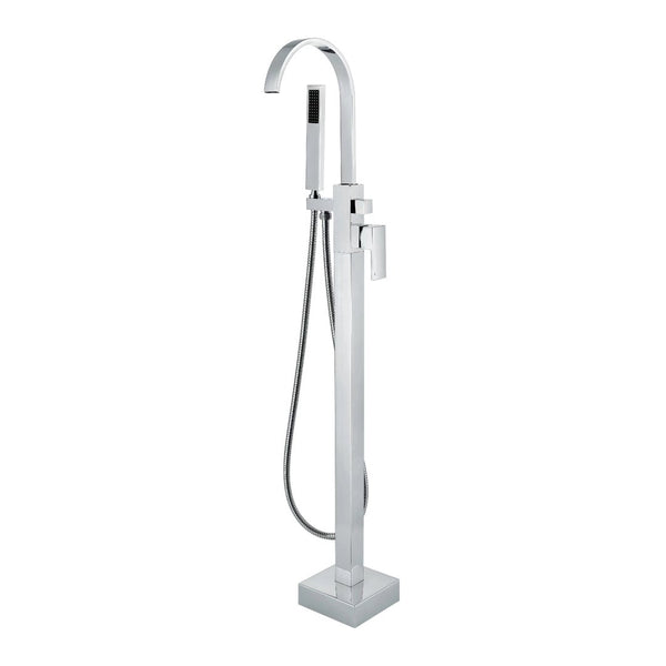 KubeBath Aqua Arcco Floor Mounted Soker Tub Faucet - Chrome