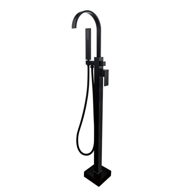 KubeBath Aqua Arcco Floor Mounted Soker Tub Faucet - Matte Black