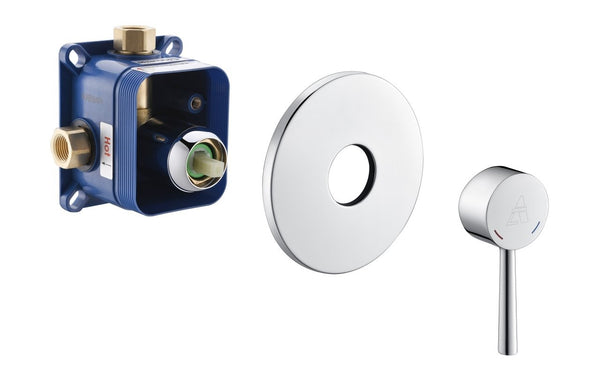 KubeBath Aqua Rondo 1-Way Rough-In Shower Valve With Cover Plate, Handle and Diverter