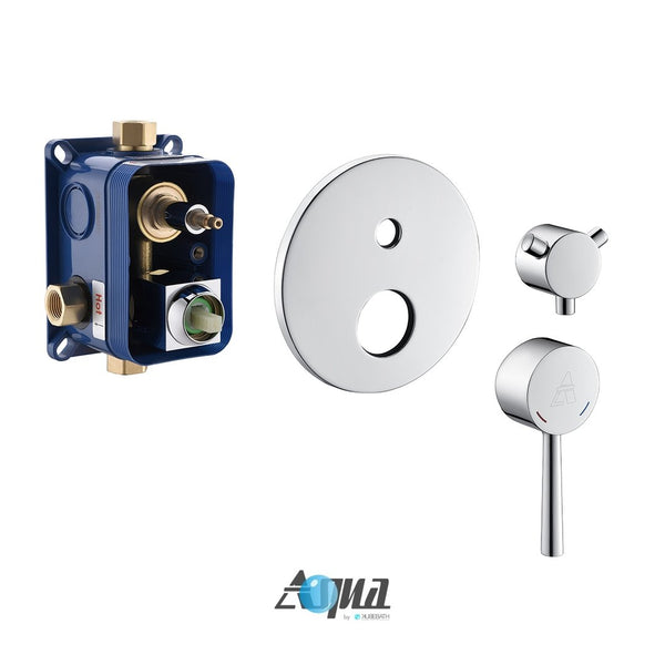 KubeBath Aqua Rondo 3-Way Rough-In Shower Valve With Cover Plate, Handle and Diverter