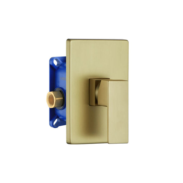 KubeBath Aqua Piazza 1-Way Rough-In Valve With Cover Plate, Handle and Diverter -  Brushed Gold