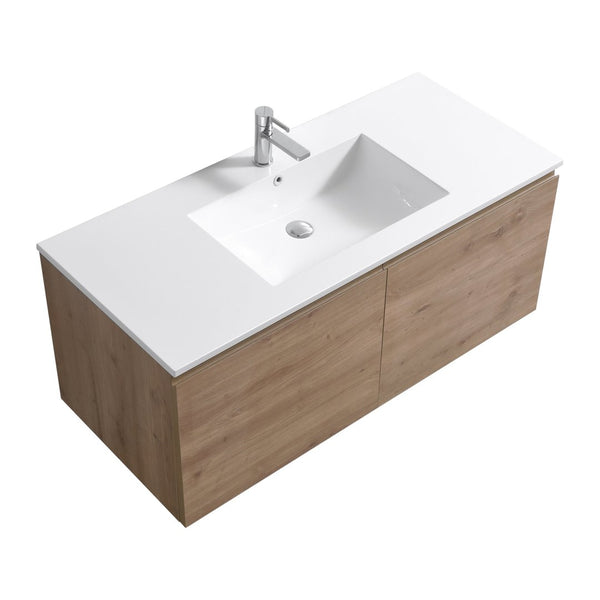KubeBath 48S″ Balli Modern Bathroom Vanity in White Oak Finish - Single Sink