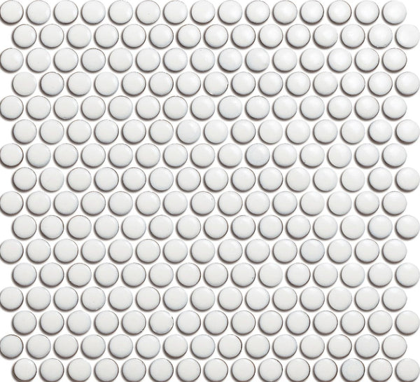 Centura Penny Round Glazed Porcelain Mosaic 3/4X3/4 inch in 12X12 inch sheet Glossy | Colour: Old White ( 20 Sheet/Box)