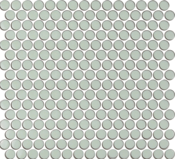 Centura Penny Round Glazed Porcelain Mosaic 3/4X3/4 inch in 12X12 inch sheet Glossy | Colour: Mint ( 20 Sheet/Box)