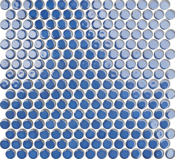 Centura Penny Round Glazed Porcelain Mosaic 3/4X3/4 inch in 12X12 inch sheet Glossy | Colour: Sail Blue ( 20 Sheet/Box)