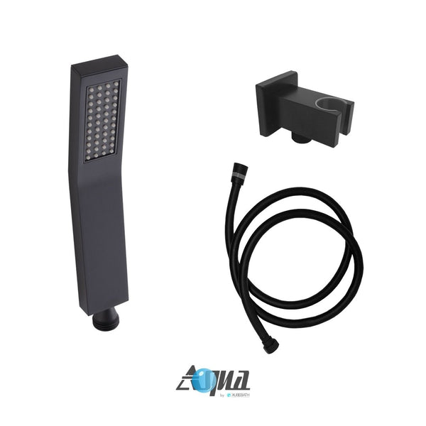 KubeBath Aqua Piazza Handheld Kit With Handheld, 5' Long Hose and Wall Adapter - Matte Black Finish