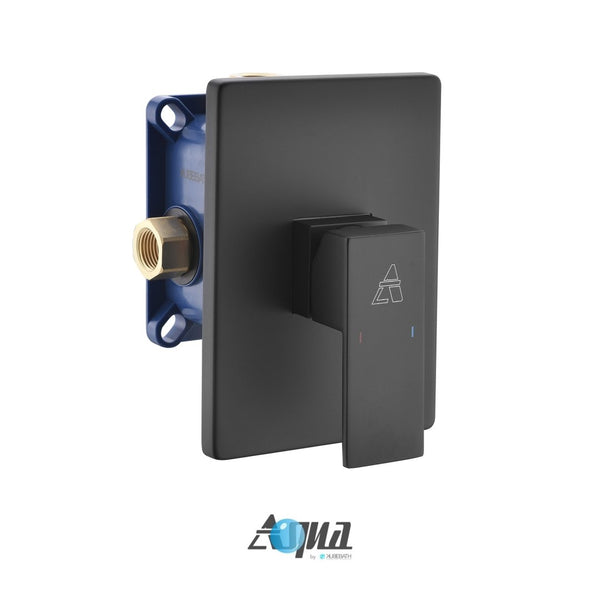 KubeBath Aqua Piazza 1-Way Rough-In Valve With Cover Plate, Handle and Diverter - Matte Black Finish