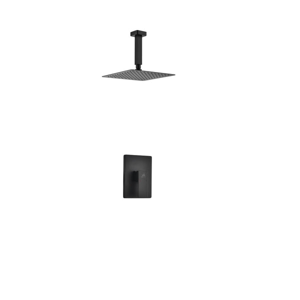 KubeBath Aqua Piazza Matte Black Shower Set with 8