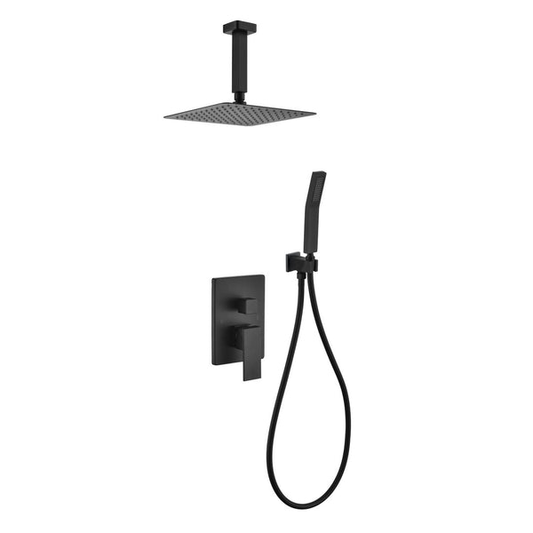 KubeBath Aqua Piazza Matte BlackShower Set with 8