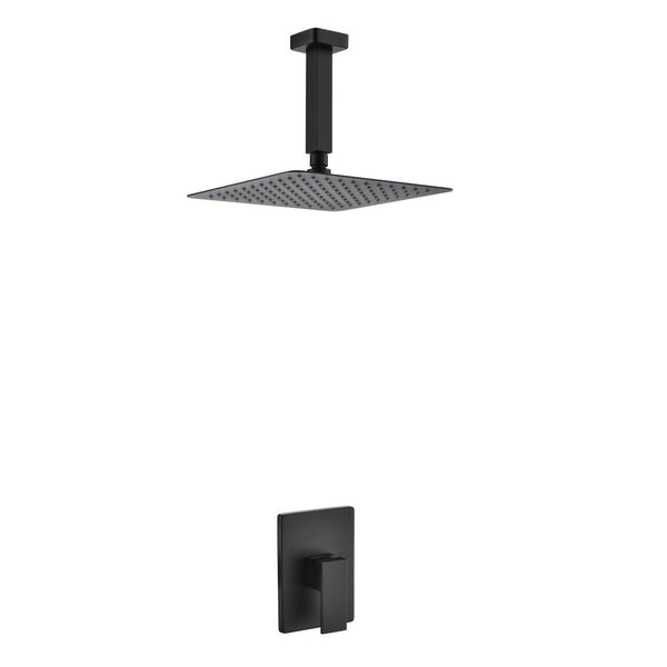 KubeBath Aqua Piazza Matte Black Shower Set with 12
