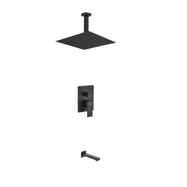 KubeBath Aqua Piazza Matte Black Shower Set with 12