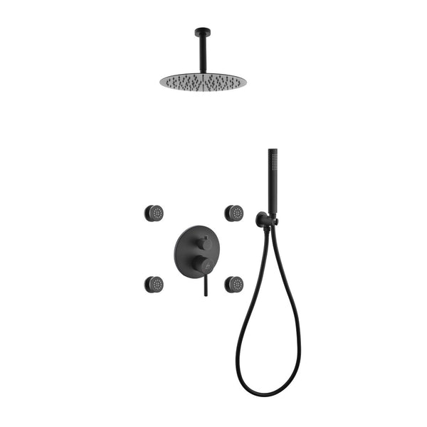 KubeBath Aqua  Rondo  Matte Black  Shower Set with 8