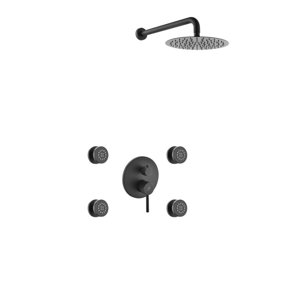 KubeBath Aqua  Rondo Matte Black  Shower Set with 8