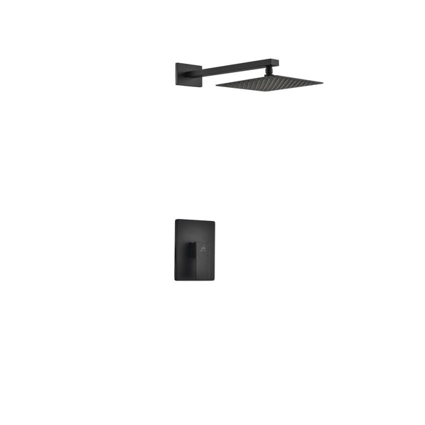 KubeBath Aqua Piazza Matte Black Shower Set with 8