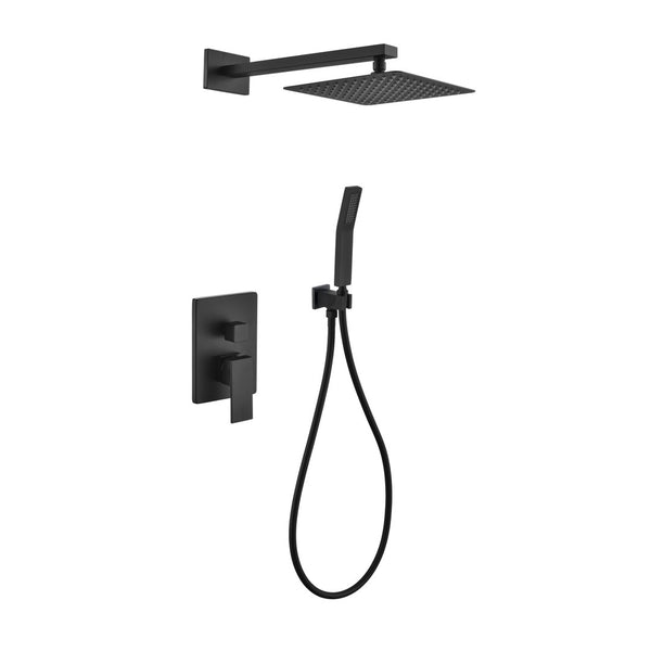 KubeBath Aqua Piazza Matte Black Shower Set with 8