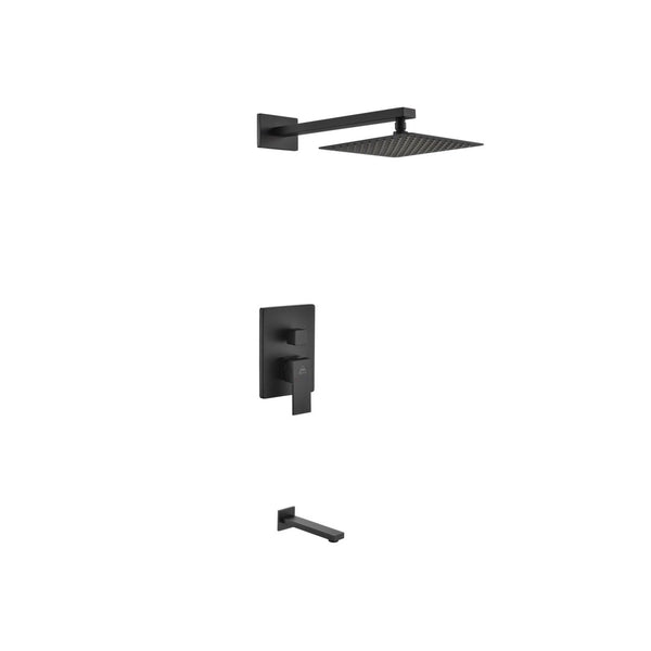 KubeBath Aqua Piazza Matte Black Shower Set with 8
