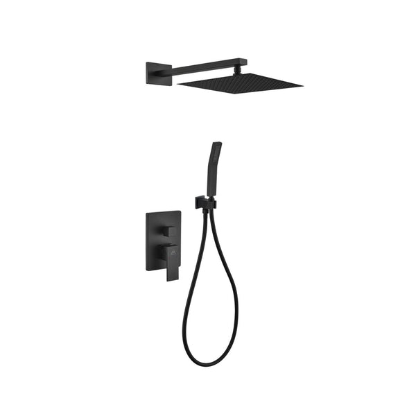 KubeBath Aqua Piazza Matte Black Shower Set with12