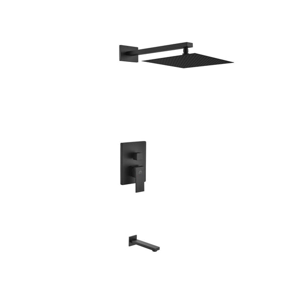 KubeBath Aqua Piazza Matte Black Shower Set with 12