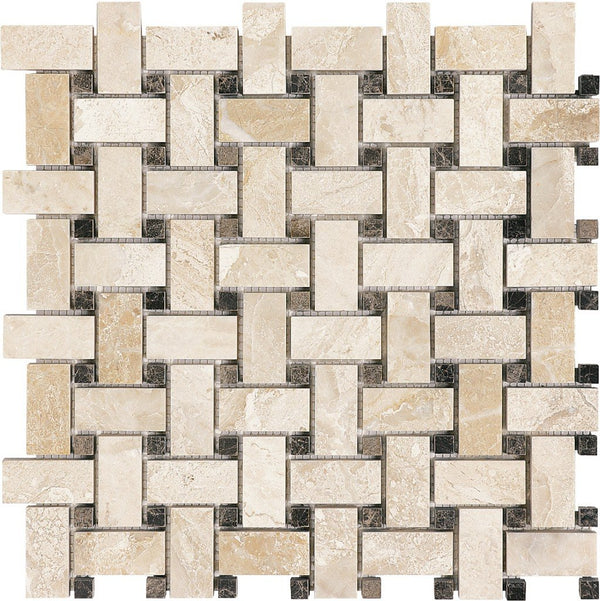 Anatolia Basketweave Impero Reale Honed Marble Mosaic