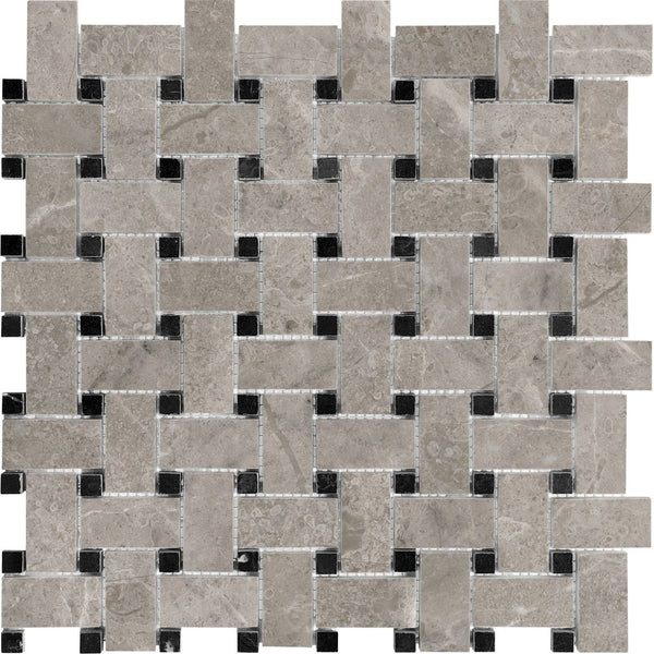Anatolia Basketweave Ritz Gray Honed Marble Mosaic