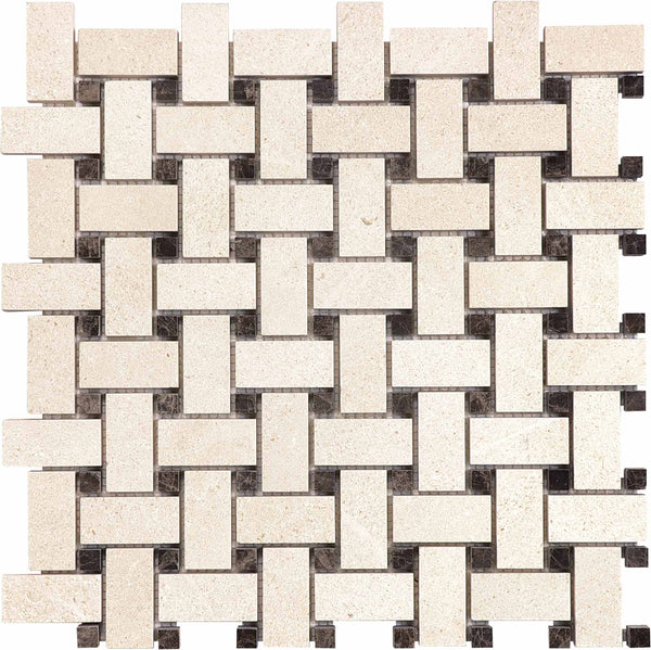 Anatolia Basketweave Serene Ivory Honed Limestone Mosaic