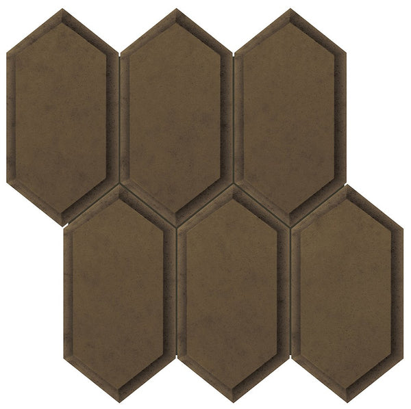 Anatolia Beveled Hexagon Obsidian Antique Bronze Glass Mosaic