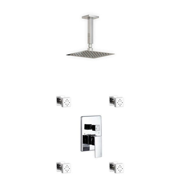 KubeBath Aqua Piazza Brass Shower Set with 8