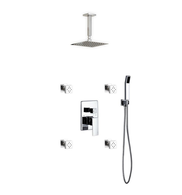 KubeBath Aqua Piazza Brass Shower Set with 8
