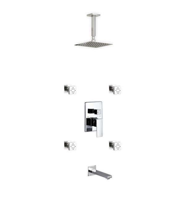 KubeBath Aqua Piazza Brass Shower Set with 8