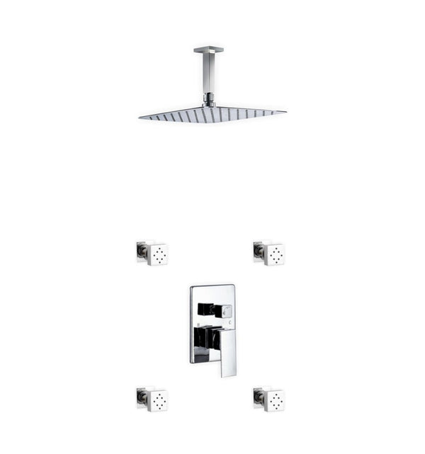KubeBath Aqua Piazza Brass Shower Set with 12